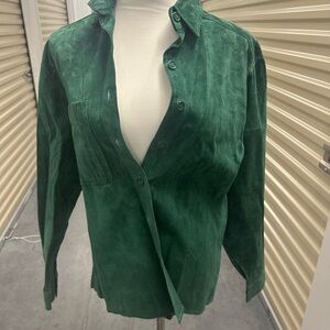 Vintage Suede Forest Green Button-Down Shirt
